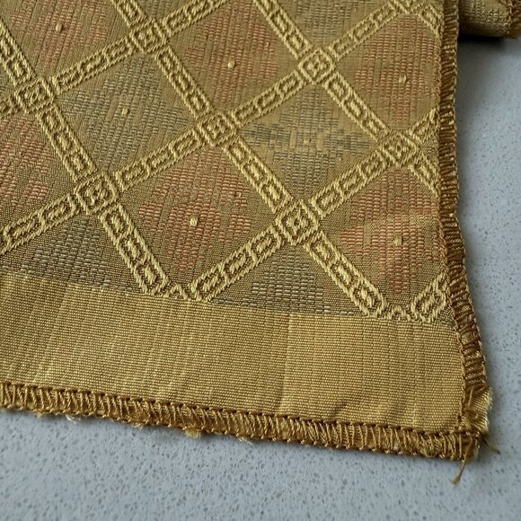 Thibaut Fabric 24x52” Geometric Pattern Silk Shades Of Gold Brocade - Picture 4 of 8